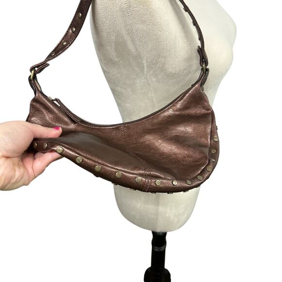 Limited Too Metallic Brown Faux-Leather Studded Shoulder Bag Y2K Indie Sleaze - Picture 3 of 7